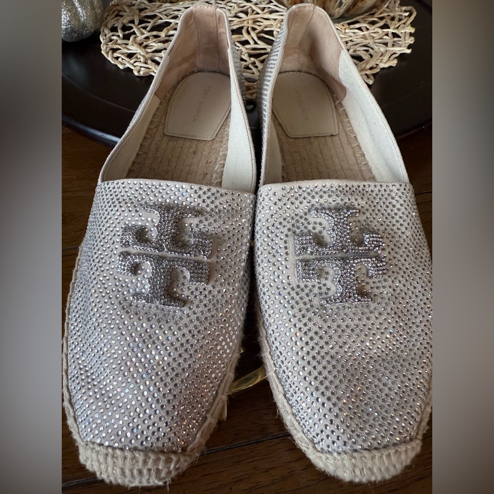 New Tory Burch Everly Espadrille Crystal Embellished in New Cream Sz 8.5. - Picture 12 of 14